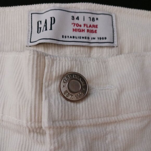 NEW GAP High Rise Corduroy‎ '70s Flare Pants in Ivory Beige, Size 18 - Picture 11 of 12